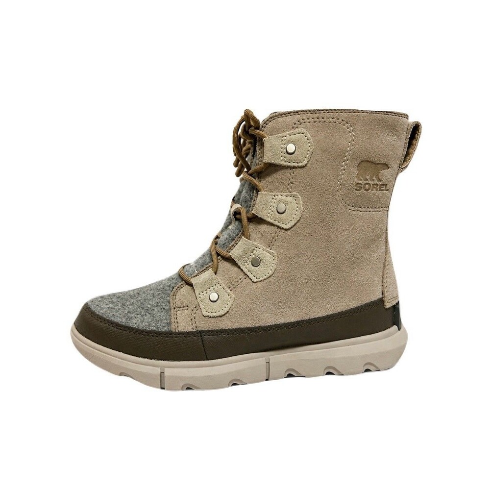 NEW Sorel Womens Size 8 Explorer II Joan Waterproof Taupe Gray Suede Winter Boot